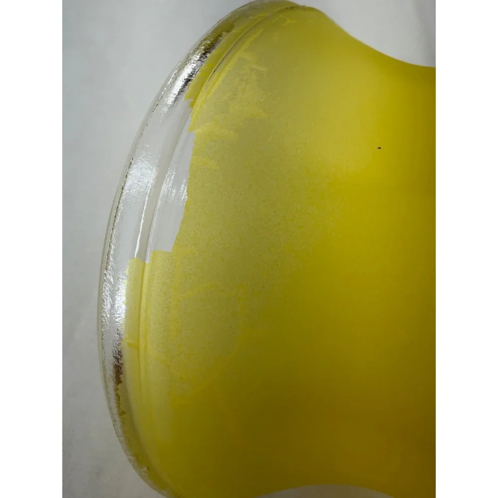 Vintage GGG Frosted Yellow Glass Paneled Vase Flared Rim 8